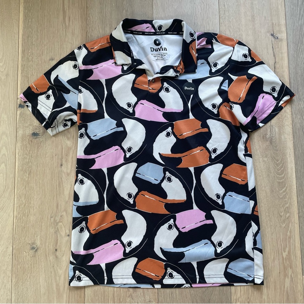 Duvin toucan golf polo shirt - size medium
